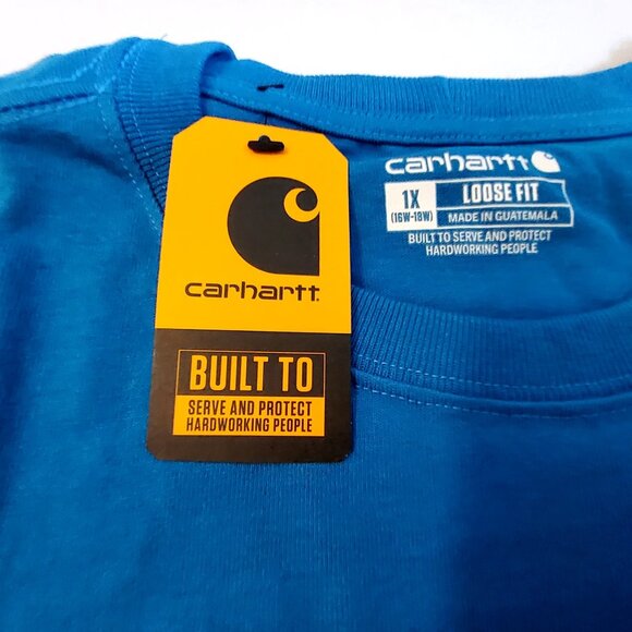 Carhartt Womens Loose Fit Heavyweight Short-Sleeve Pocket T-Shirt Size 1X Blue - Picture 10 of 10
